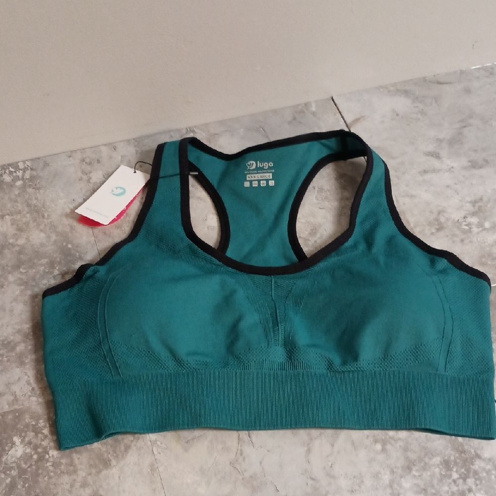 Women's Size XXXL High Impact Racerback Sports Bra Padded Green - Picture 3 of 10